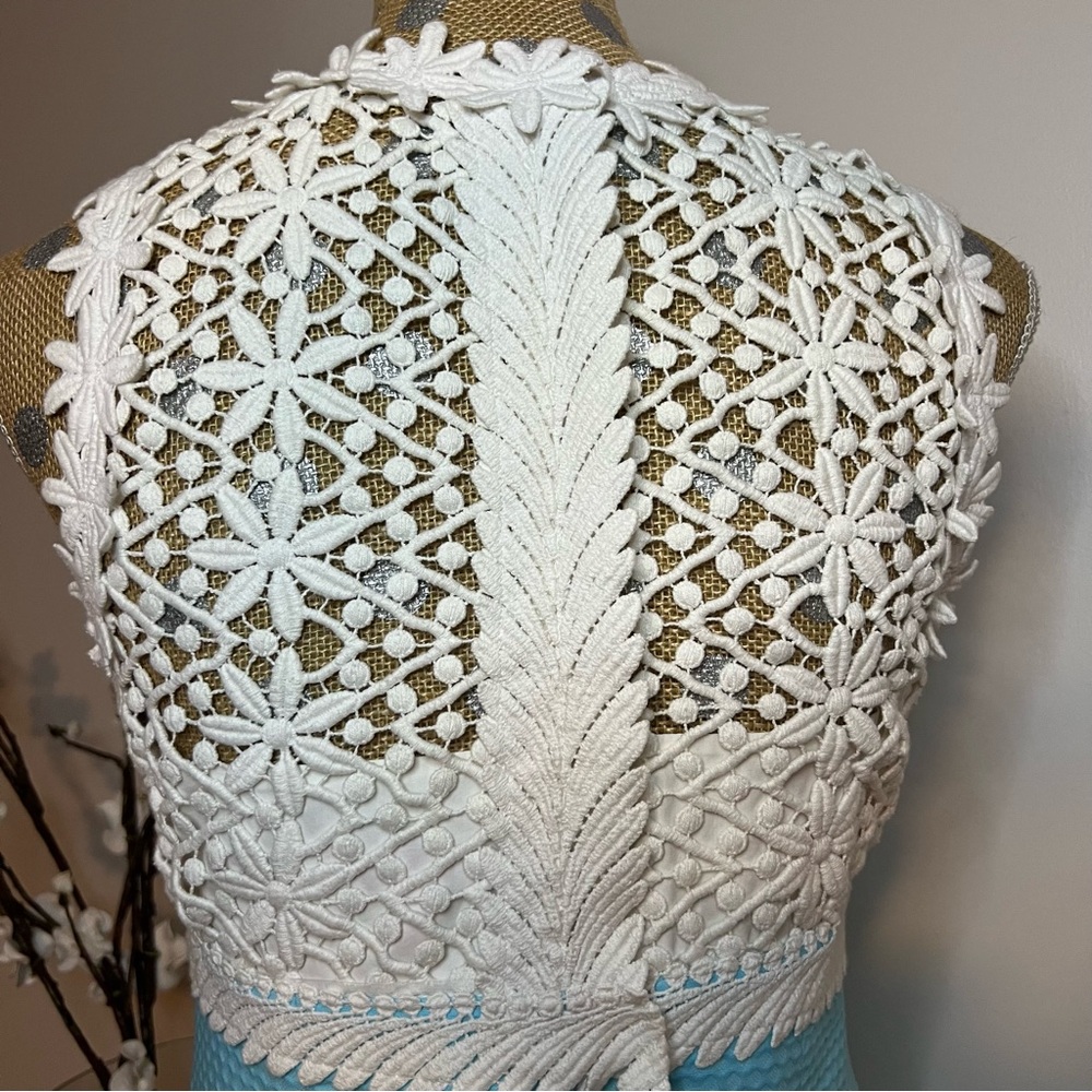 Lilly Pulitzer Breakers White, Turquoise Shift Dress - Picture 6 of 10